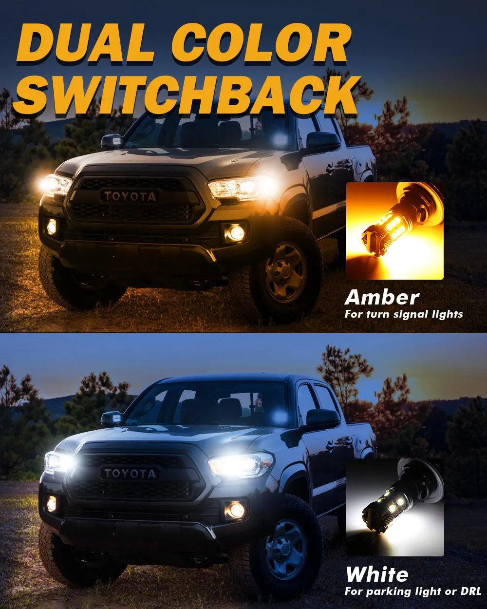 🆕 1157 BAY15D LED Front Turn Signal & DRL Light Bulbs 50W 4000LM CAN-Bus Error Free Dual Color Switchback White & Amber B21 Series | 2 Bulbs