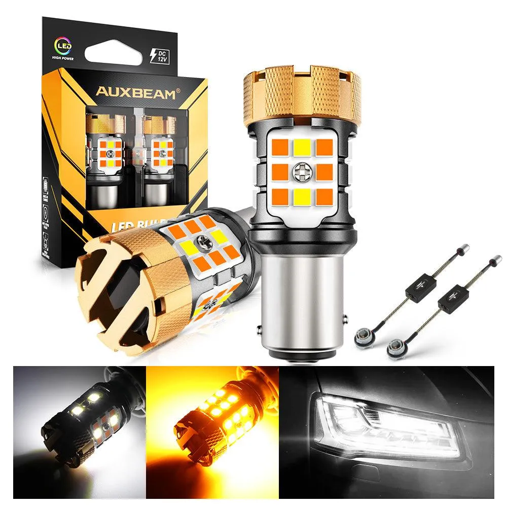 🆕 1157 BAY15D LED Front Turn Signal & DRL Light Bulbs 50W 4000LM CAN-Bus Error Free Dual Color Switchback White & Amber B21 Series | 2 Bulbs