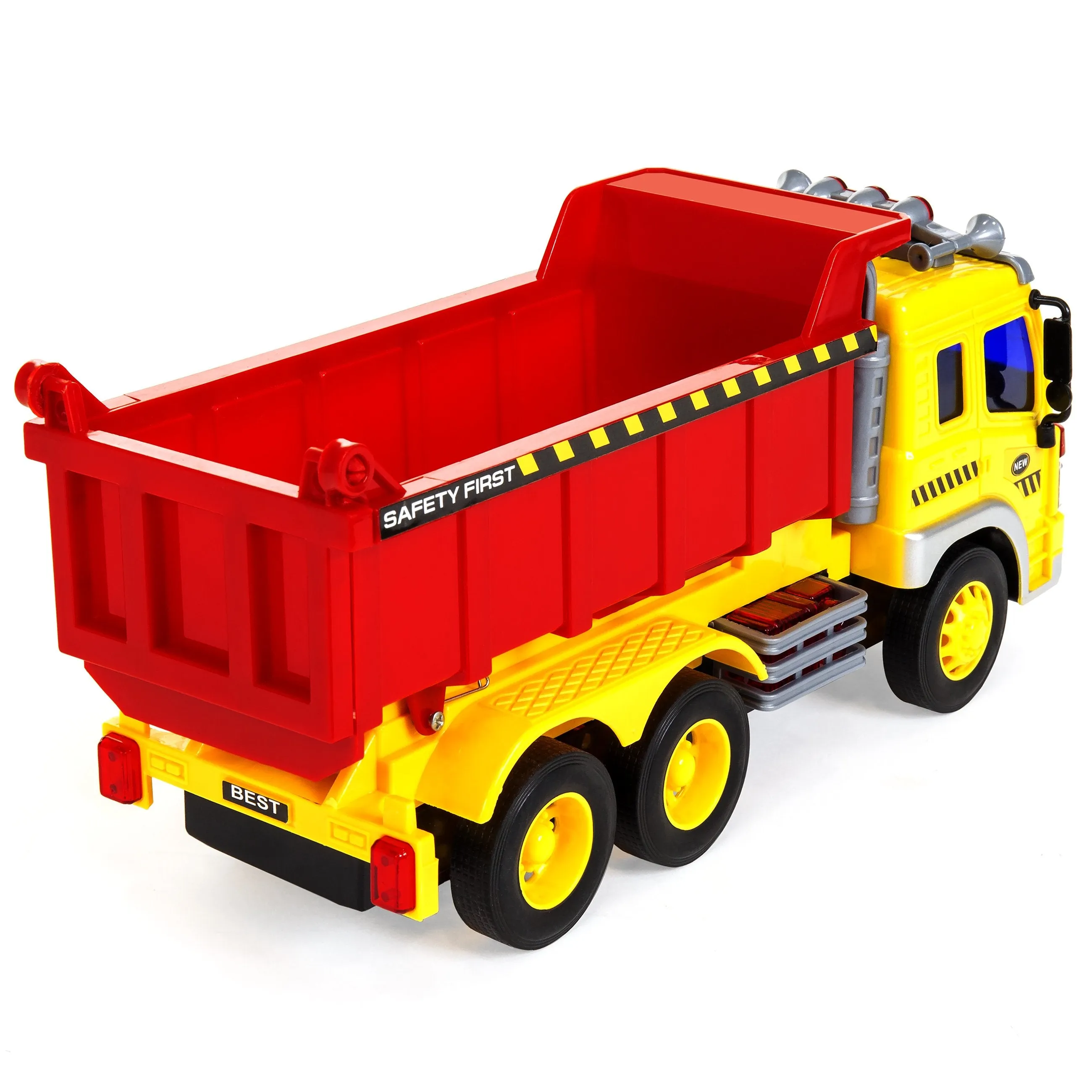 1/16 Scale Kids Push-and-Go Friction Powered Garbage Dump Truck Toy