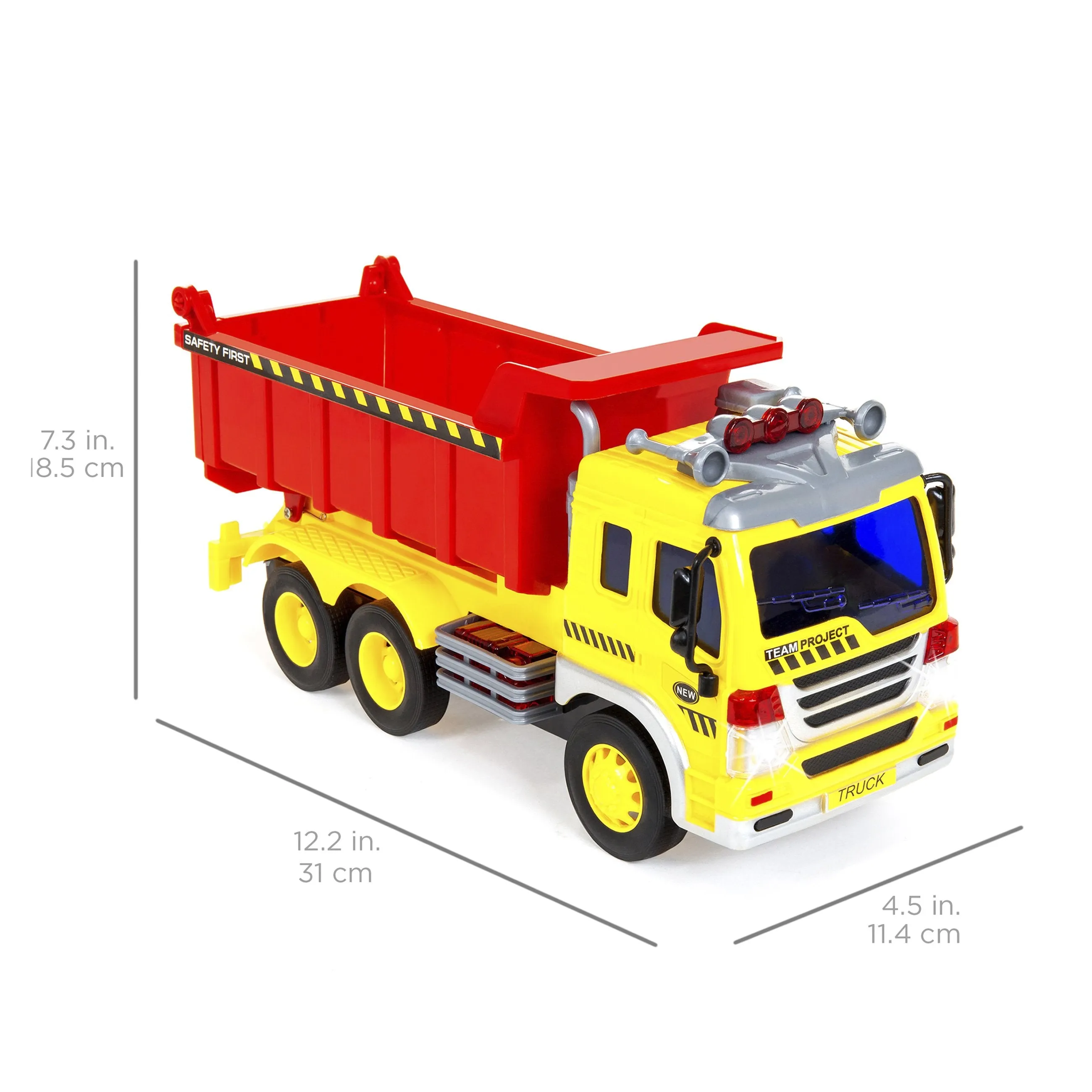 1/16 Scale Kids Push-and-Go Friction Powered Garbage Dump Truck Toy