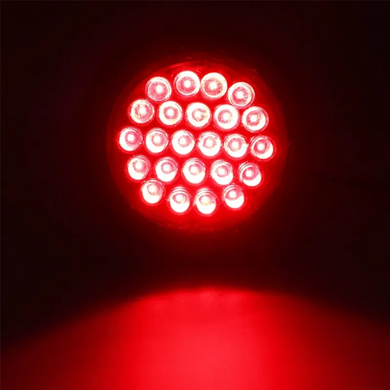 1x 24V Rear Tail Brake Stop Marker Light Indicator Car Truck Trailer 24 LEDS Round Reflector Warning Lights Red Yellow White