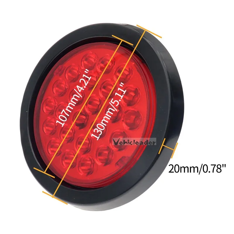 1x 24V Rear Tail Brake Stop Marker Light Indicator Car Truck Trailer 24 LEDS Round Reflector Warning Lights Red Yellow White