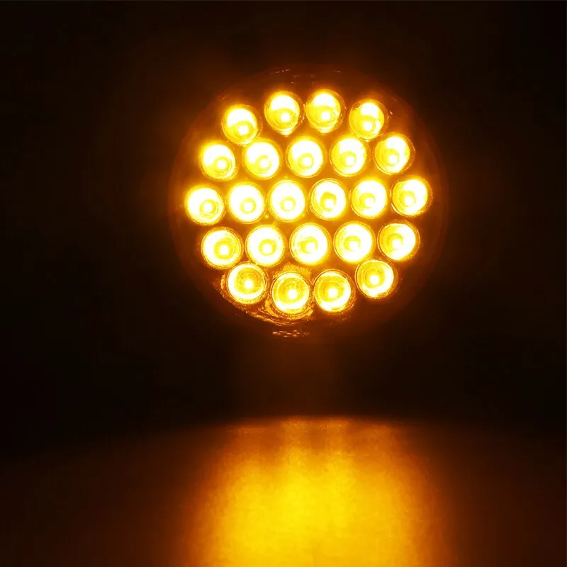 1x 24V Rear Tail Brake Stop Marker Light Indicator Car Truck Trailer 24 LEDS Round Reflector Warning Lights Red Yellow White
