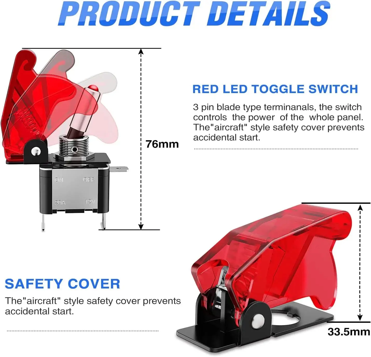 2 in 1 Racing Car Ignition Rocker Switch Panel