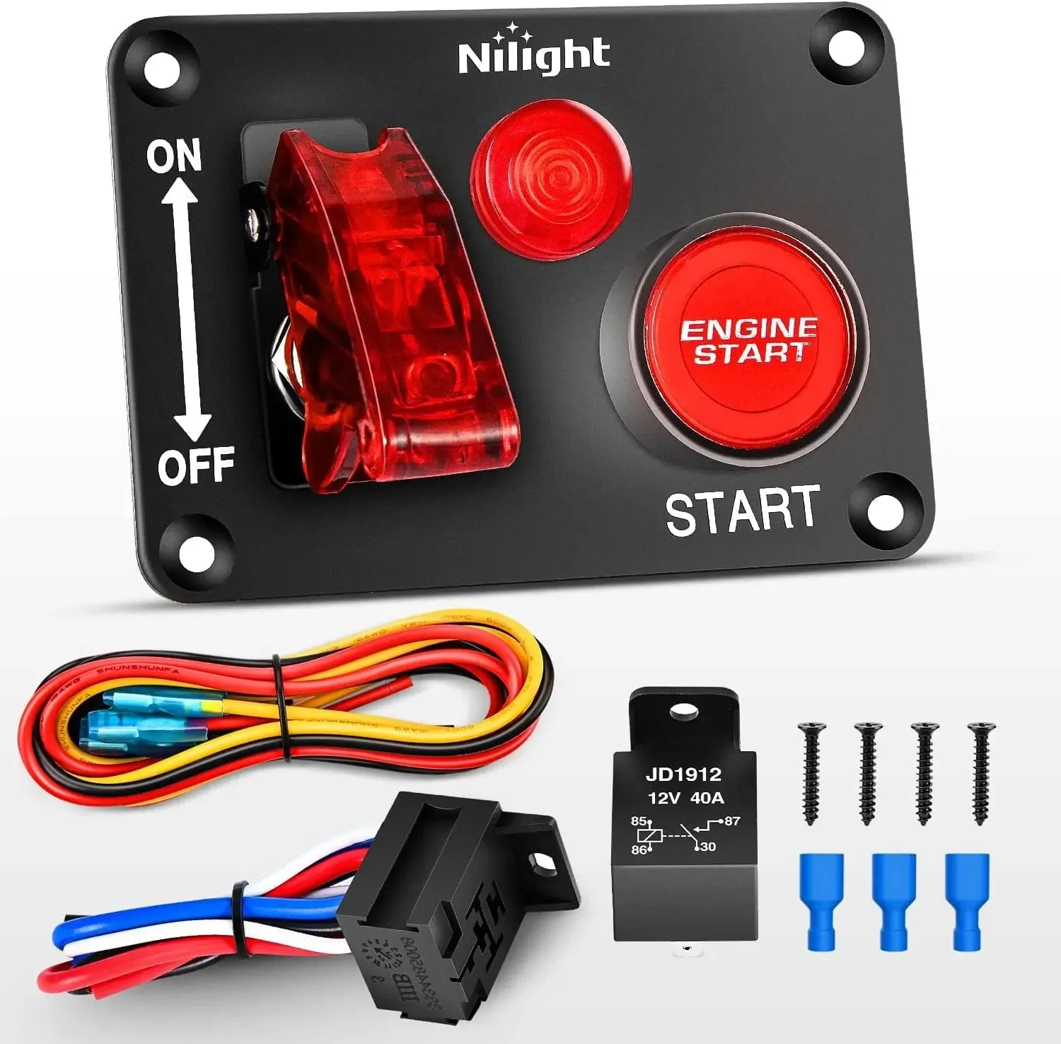 2 in 1 Racing Car Ignition Rocker Switch Panel