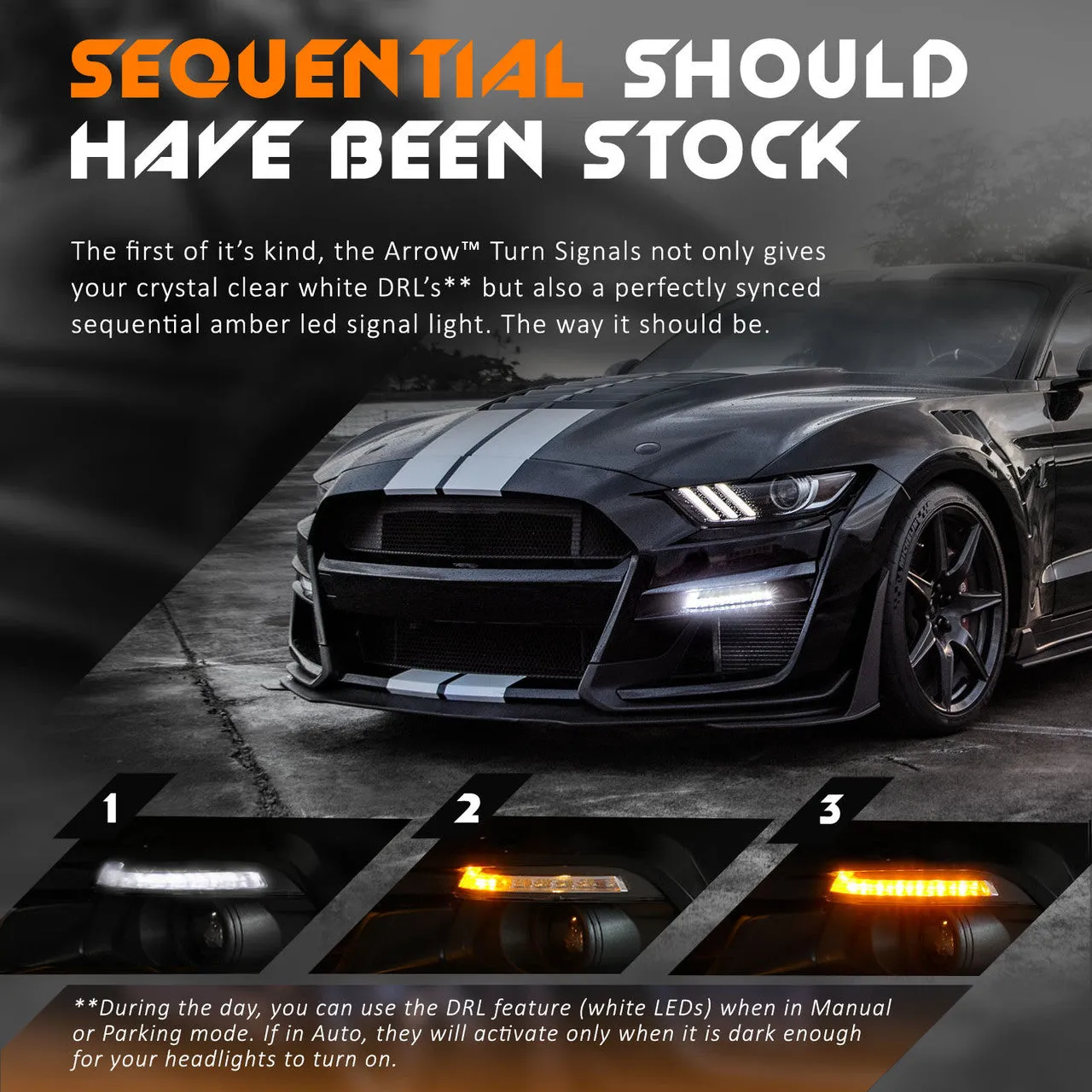2015-2017 Mustang LED Arrow Turn Signals with Switchback   Sequential