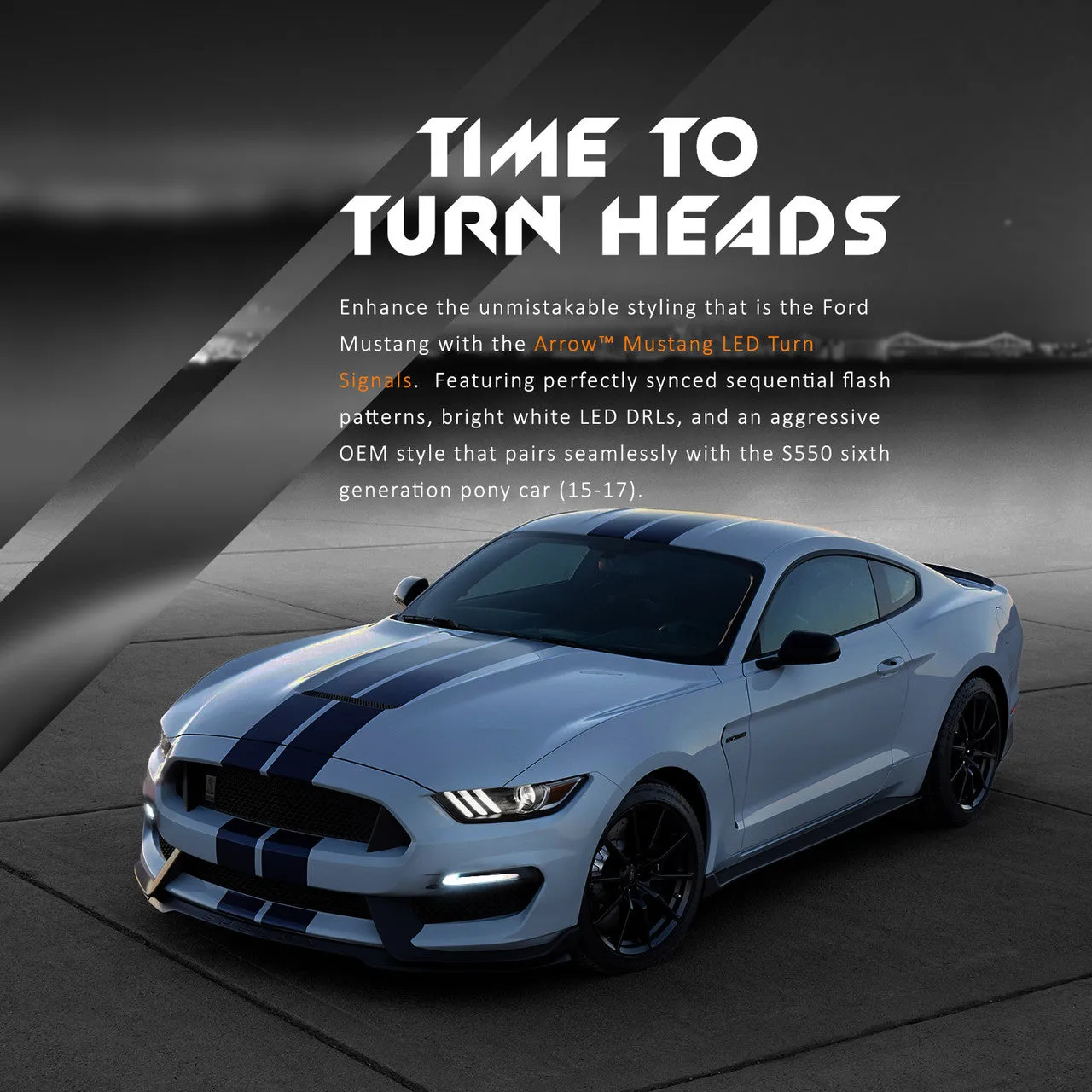 2015-2017 Mustang LED Arrow Turn Signals with Switchback   Sequential