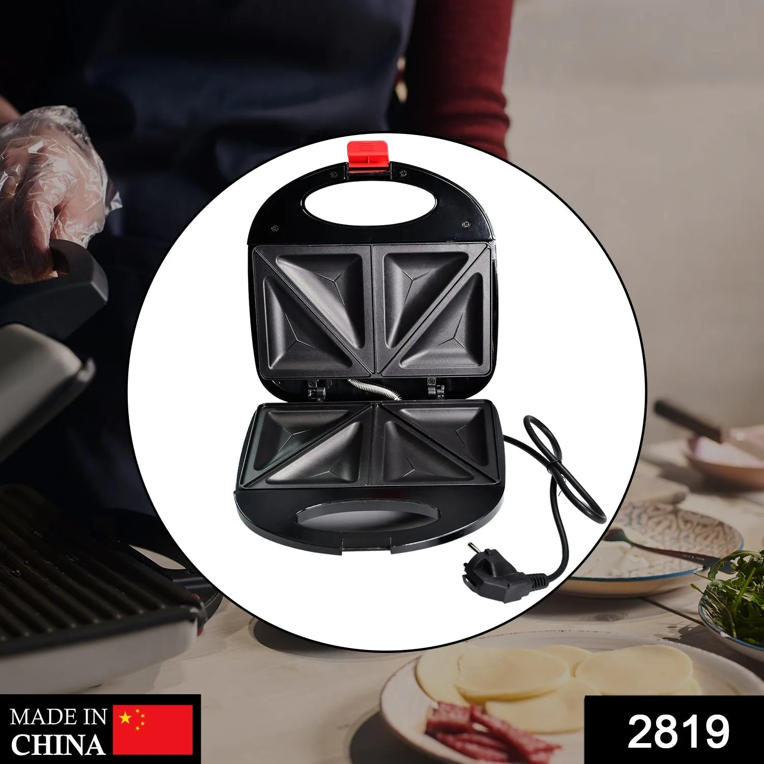 2819 Sandwich Maker Makes Sandwich Non-Stick Plates| Easy to Use with Indicator Lights Sandwich toaster