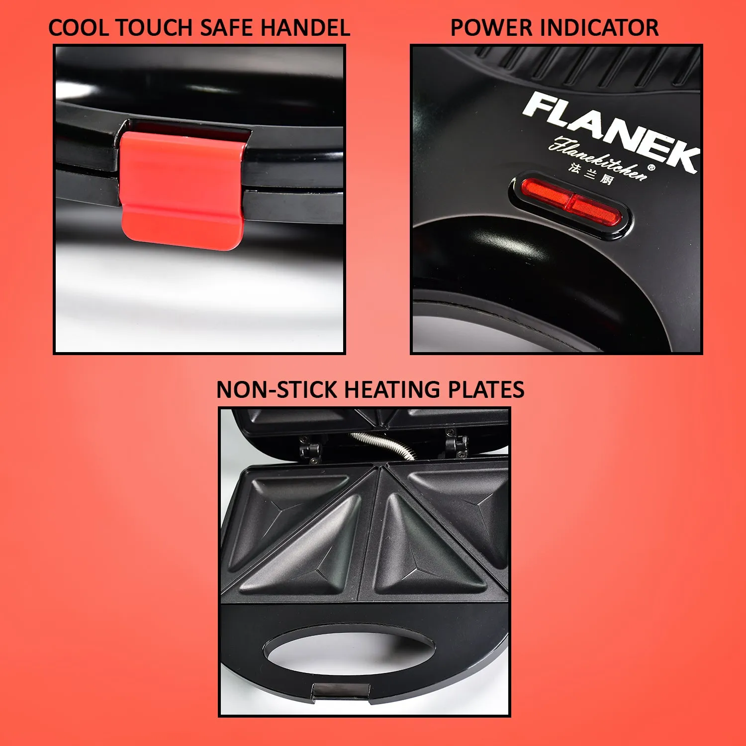 2819 Sandwich Maker Makes Sandwich Non-Stick Plates| Easy to Use with Indicator Lights Sandwich toaster