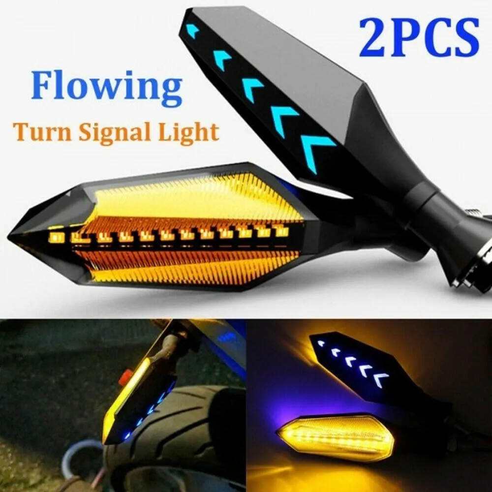 2pcs LED Motorbike Direction Lights Flowing Motorcycle Turn Signal Light Motor Indicator Lamps