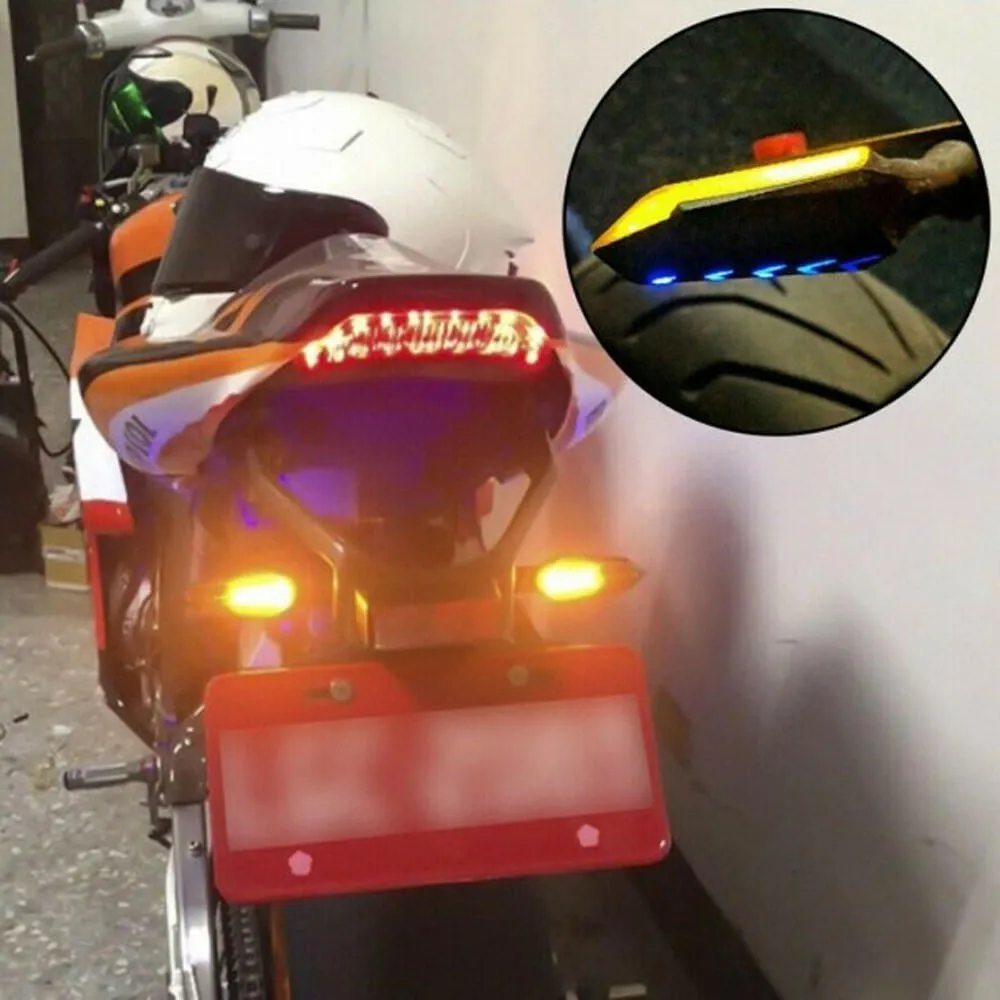2pcs LED Motorbike Direction Lights Flowing Motorcycle Turn Signal Light Motor Indicator Lamps