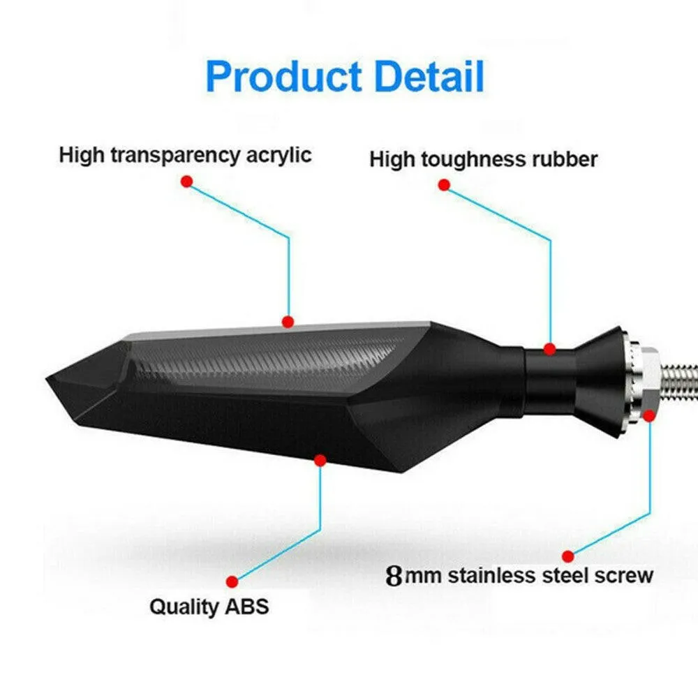 2pcs LED Motorbike Direction Lights Flowing Motorcycle Turn Signal Light Motor Indicator Lamps