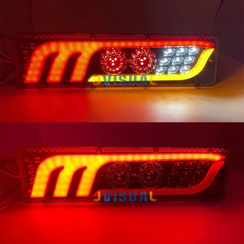 2pcs LED Truck Tail Lights12V/24V  super bright Trailer Brake Lights Rear Dynamic Running Turn Signal Reverse Lamp Lorry Taillig