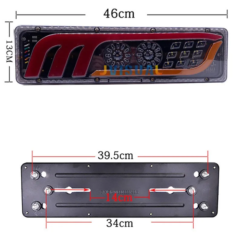 2pcs LED Truck Tail Lights12V/24V  super bright Trailer Brake Lights Rear Dynamic Running Turn Signal Reverse Lamp Lorry Taillig