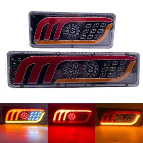2pcs LED Truck Tail Lights12V/24V  super bright Trailer Brake Lights Rear Dynamic Running Turn Signal Reverse Lamp Lorry Taillig