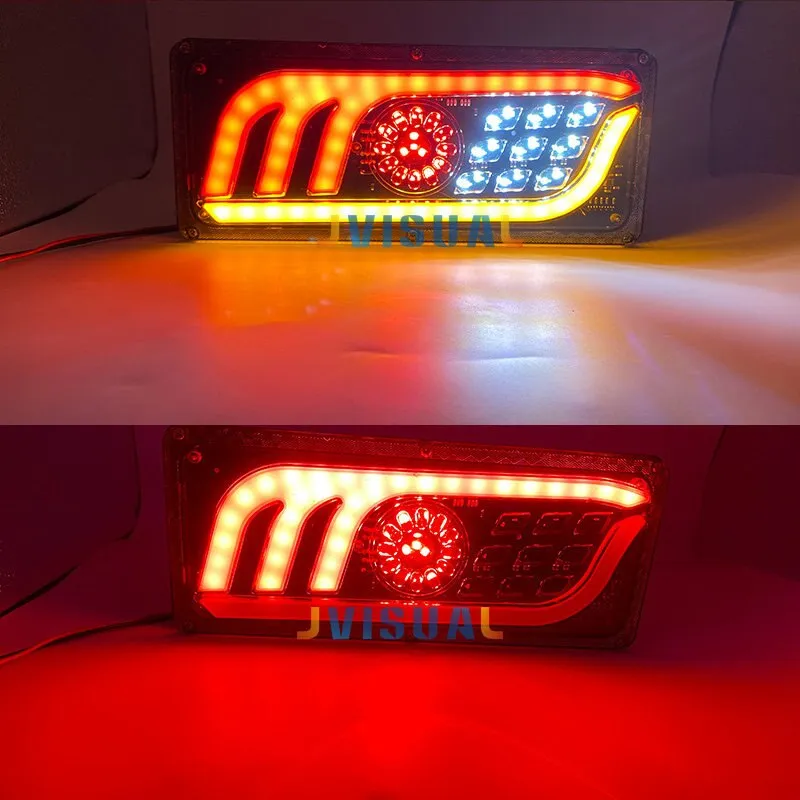 2pcs LED Truck Tail Lights12V/24V  super bright Trailer Brake Lights Rear Dynamic Running Turn Signal Reverse Lamp Lorry Taillig