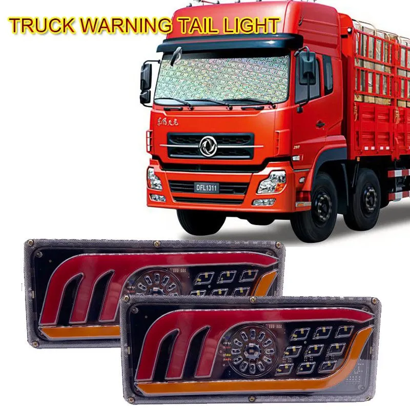 2pcs LED Truck Tail Lights12V/24V  super bright Trailer Brake Lights Rear Dynamic Running Turn Signal Reverse Lamp Lorry Taillig