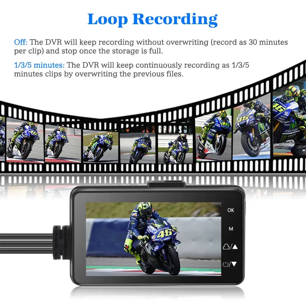 3-inch LCD HD Dual Camera Motorcycle DVR | Video Driving Recorder | 32GB Card