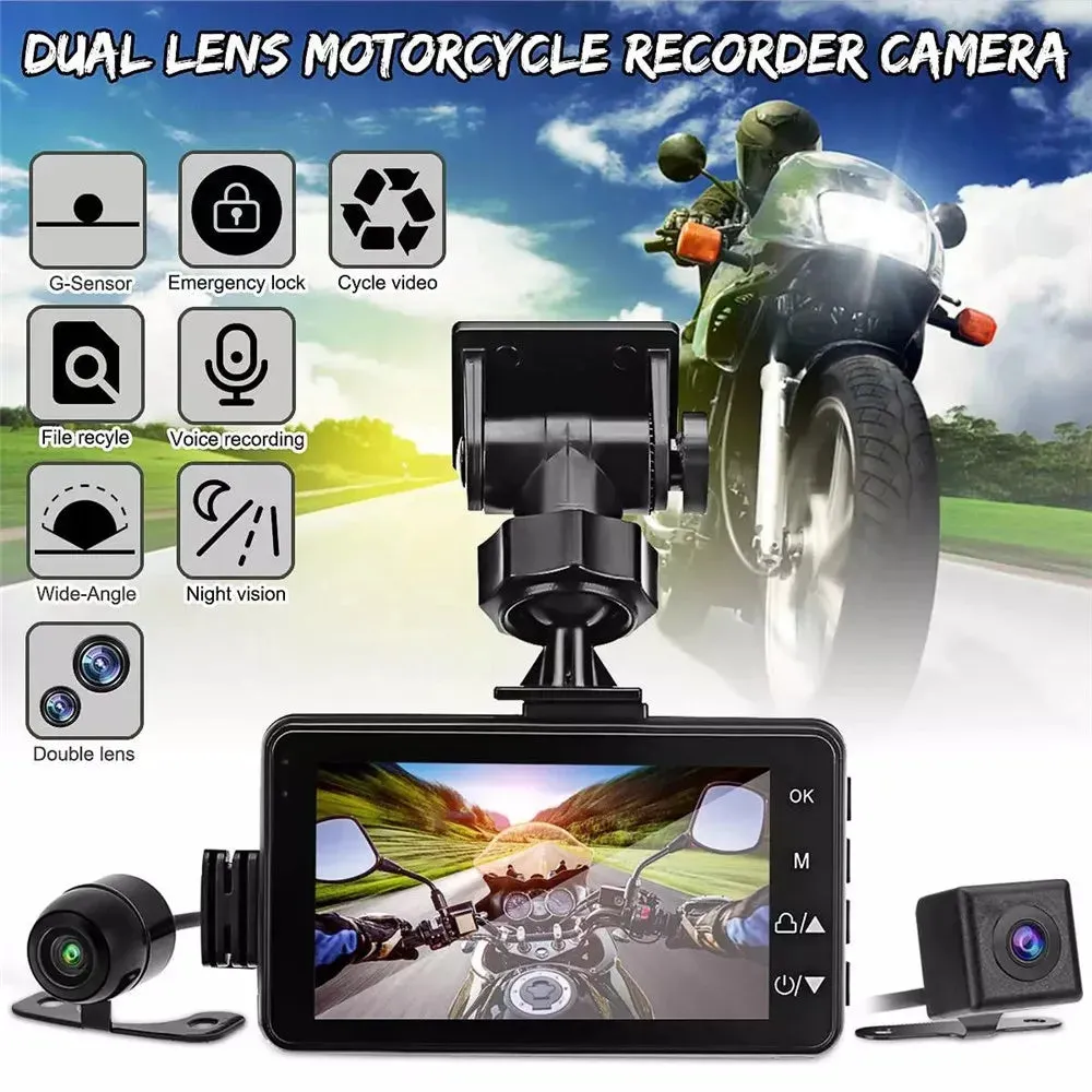 3-inch LCD HD Dual Camera Motorcycle DVR | Video Driving Recorder | 32GB Card