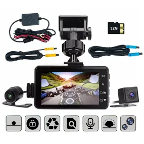 3-inch LCD HD Dual Camera Motorcycle DVR | Video Driving Recorder | 32GB Card