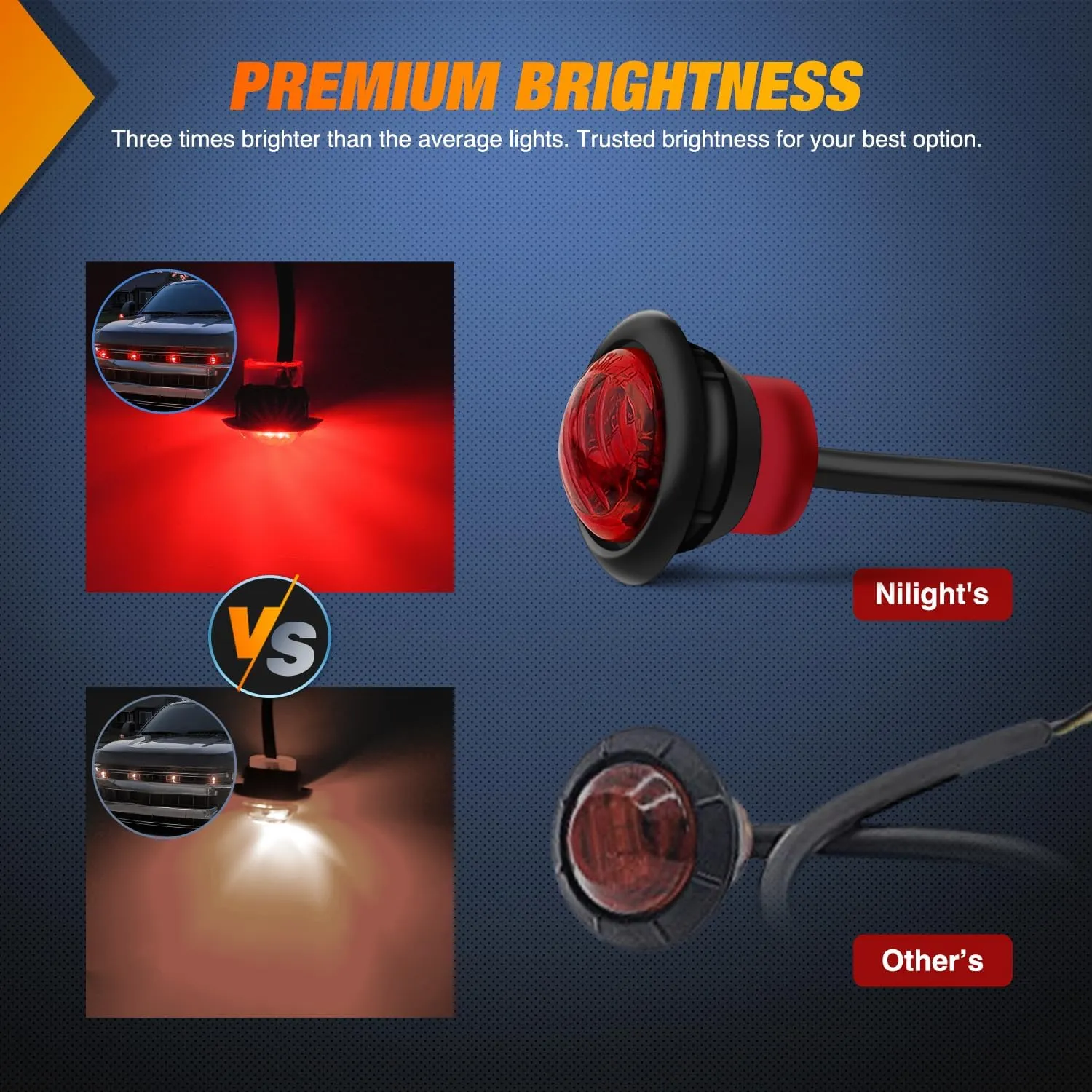 3/4 inch Red Round LED Marker Lights 3 Connectors (10 Pcs)