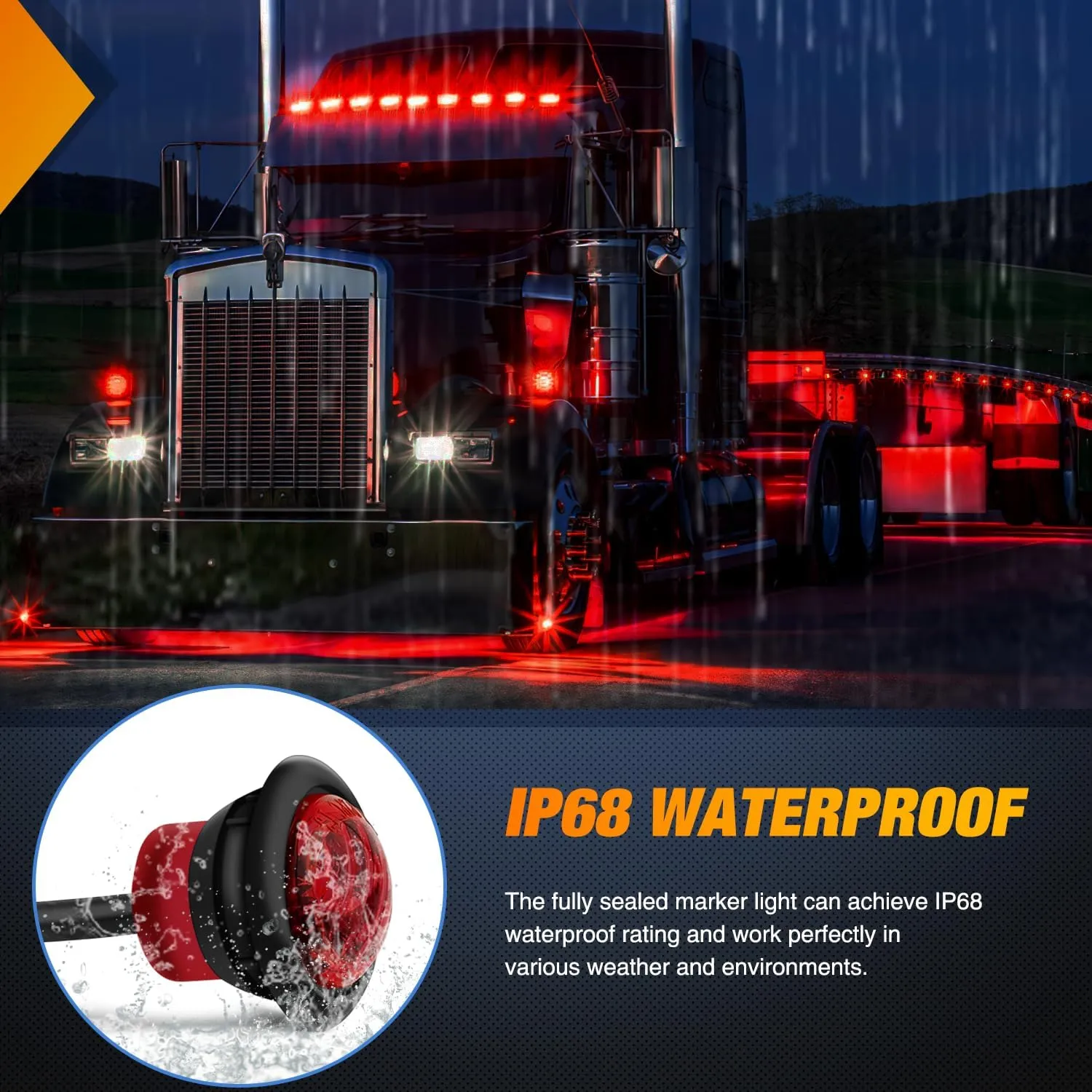 3/4 inch Red Round LED Marker Lights 3 Connectors (10 Pcs)