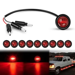 3/4 inch Red Round LED Marker Lights 3 Connectors (10 Pcs)