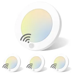4 Pack 8 Inch White Led Flush Mount Motion Sensor Disk Light, 3CCT, 3000K/4000K/5000K, 15W, 1200LM