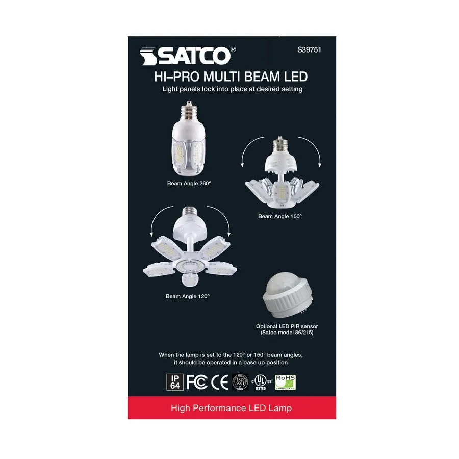 40 Watt LED HID Replacement - 5000K - Mogul extended base - Adjustable Beam Angle - Type B Ballast Bypass -100-227V