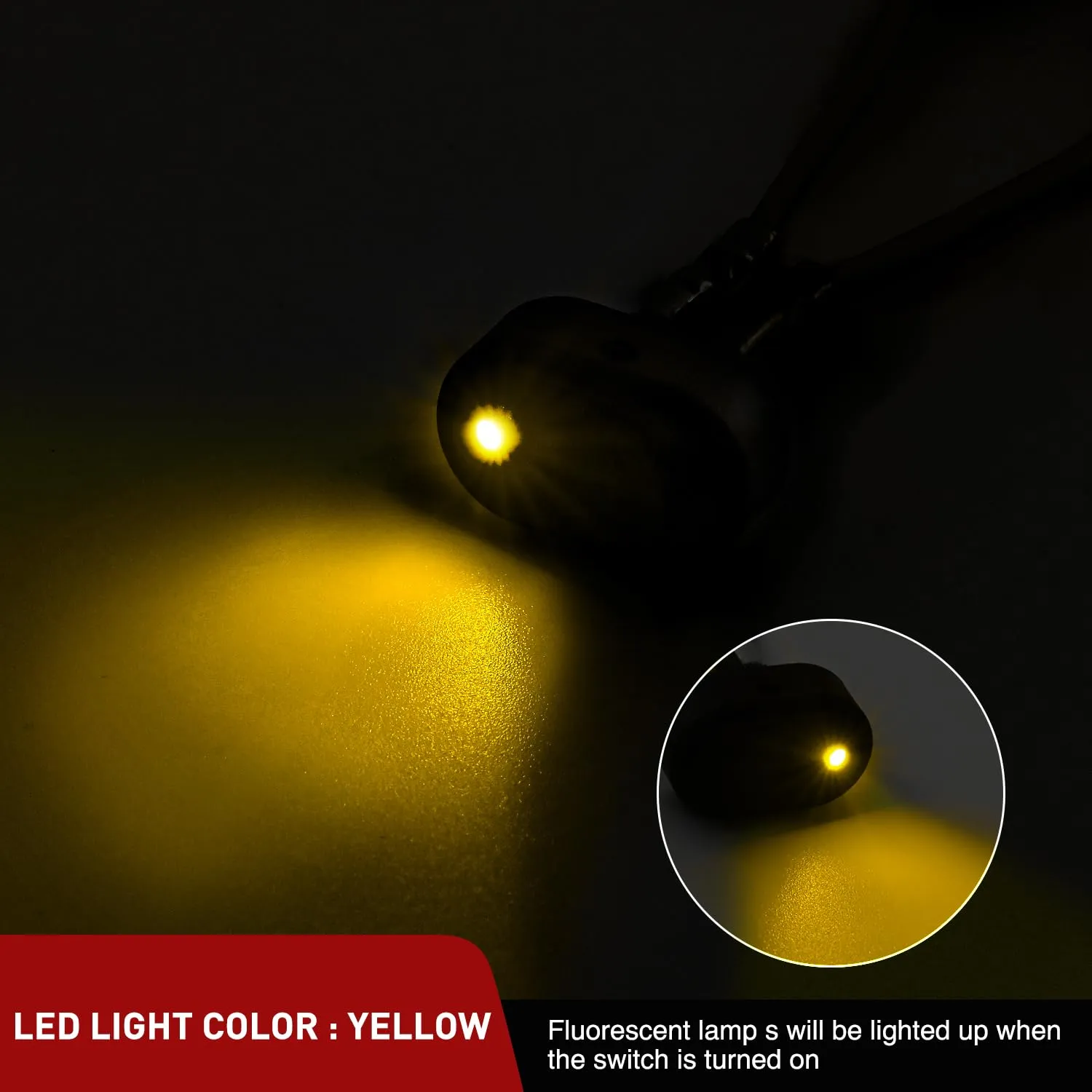 5Pcs 12V 30A Round Toggle LED Switch with Yellow LED Indicator