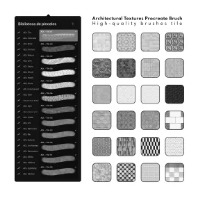 60 Tile Texture Procreate Brush for Architecture