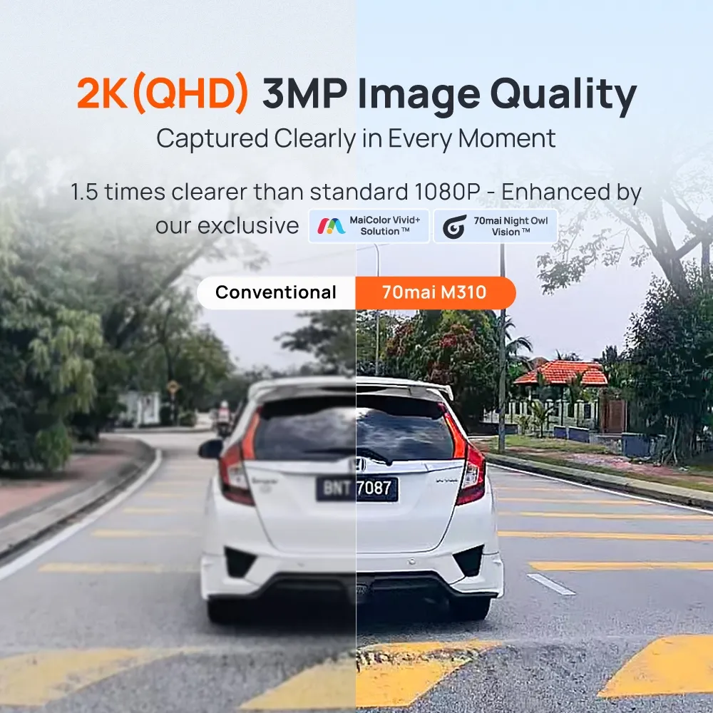 70mai M310 Car Recorder Dash Cam 2K QHD Resolution 1296p Support Parking Surveillance | Voice & Apps Control