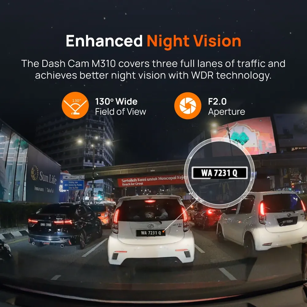 70mai M310 Car Recorder Dash Cam 2K QHD Resolution 1296p Support Parking Surveillance | Voice & Apps Control
