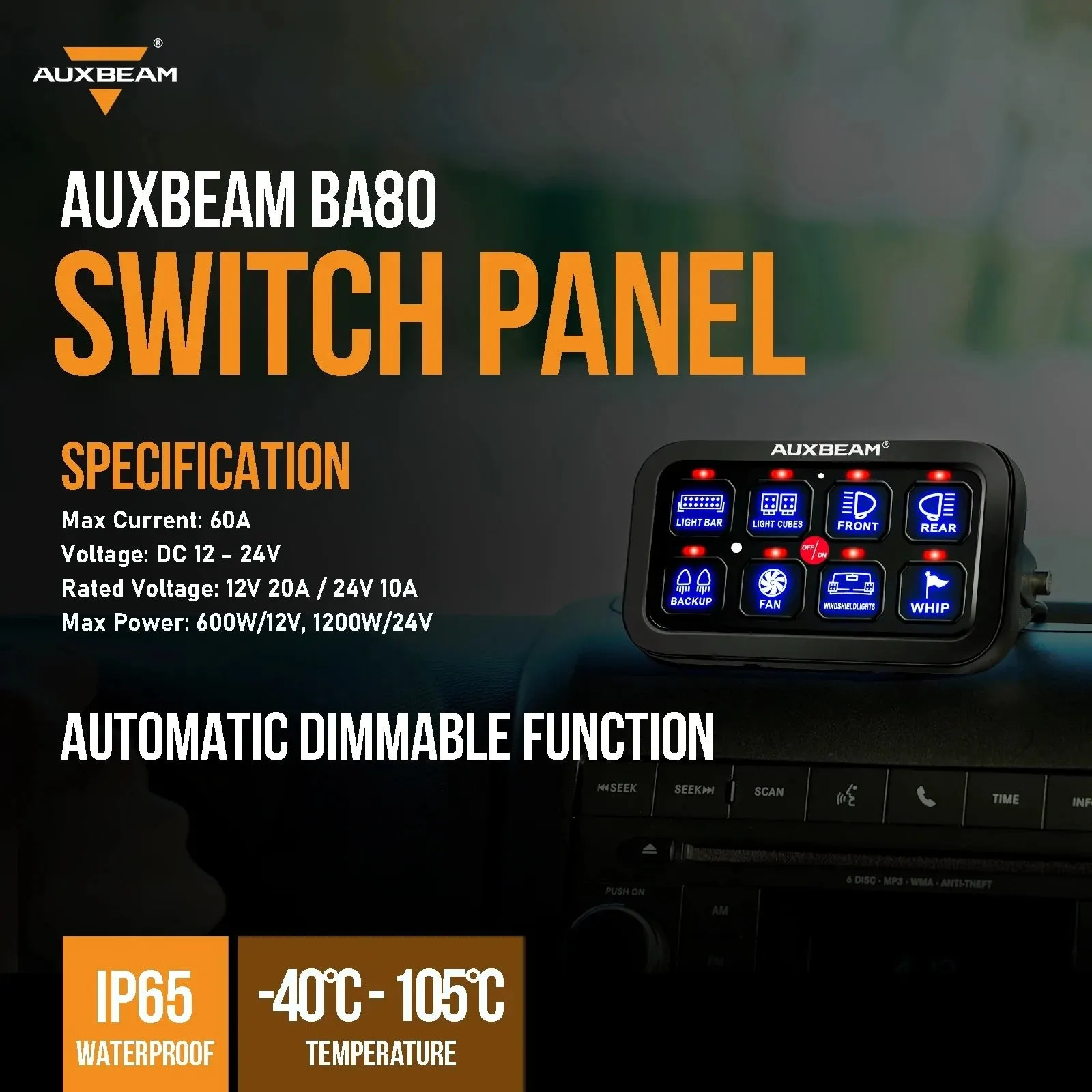 A80 8 Gang Panel Kit - Auto Dimmable - (One Sided Outlet)