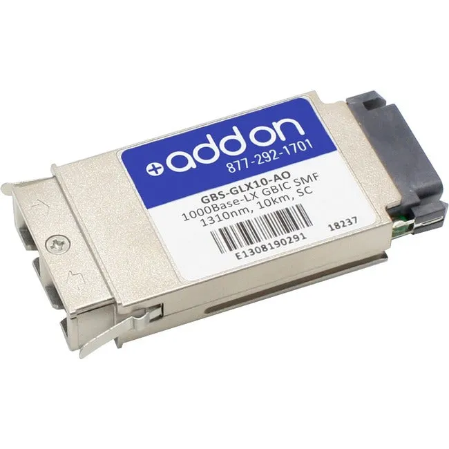 AddOn Amer Networks GBS-GLX10 Compatible TAA Compliant 1000Base-LX GBIC Transceiver (SMF, 1310nm, 10km, SC) GBS-GLX10-AO