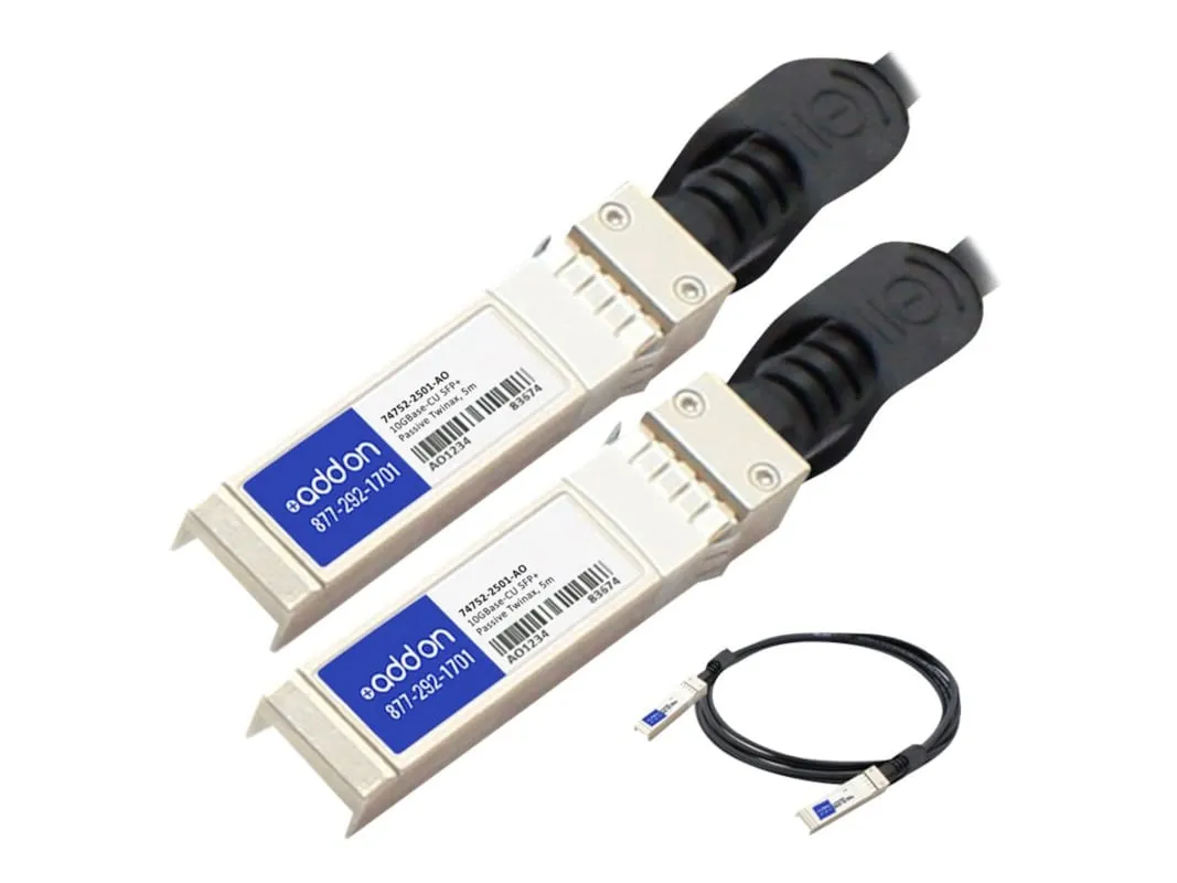 AddOn Molex 74752-2501 Compatible TAA Compliant 10GBase-CU SFP  to SFP  Direct Attach Cable (Passive Twinax, 5m) 74752-2501-AO