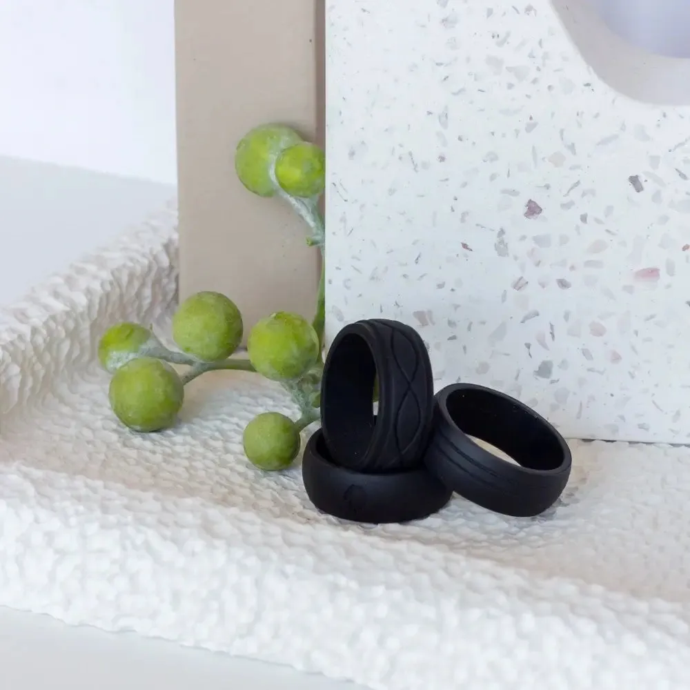 All Blacks - Set of 3 men's silicone rings