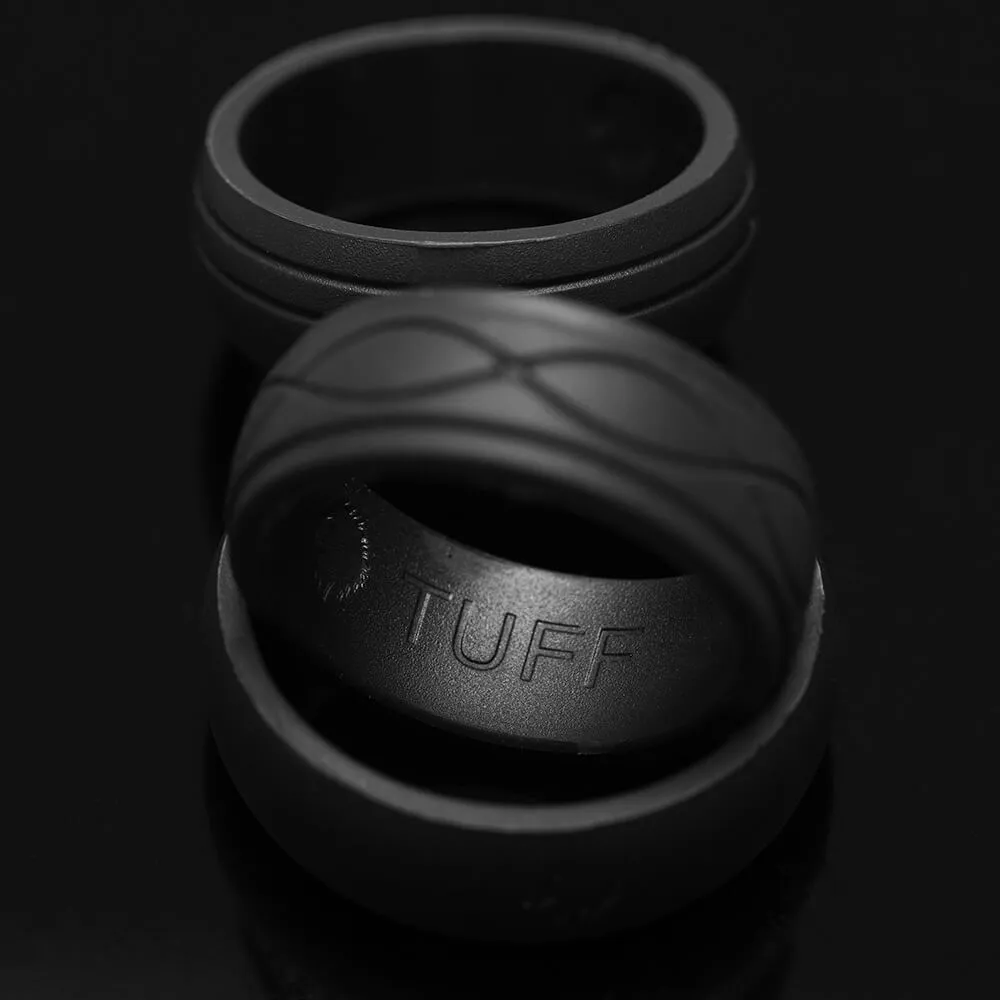 All Blacks - Set of 3 men's silicone rings