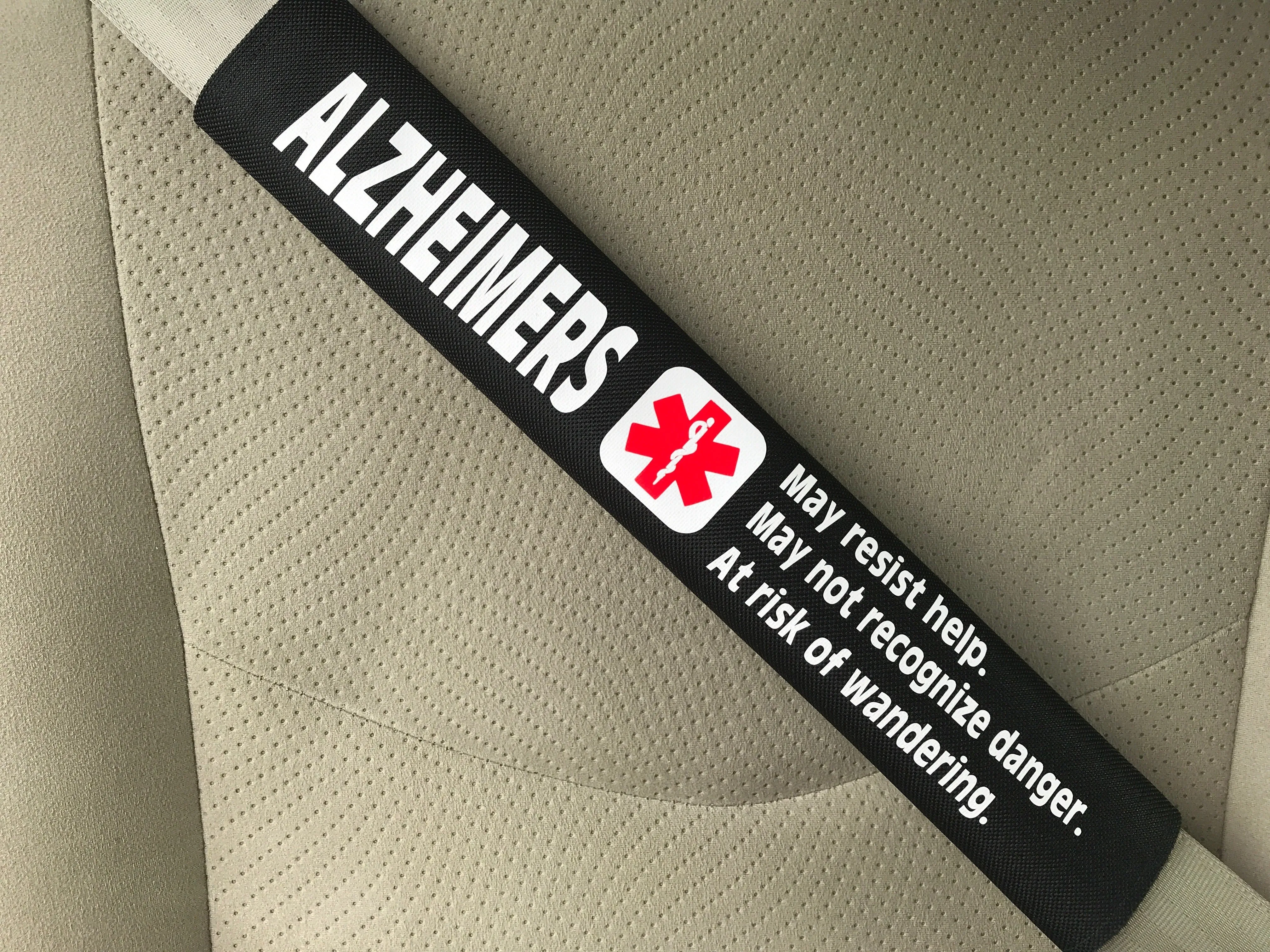 Alzheimers Medical Alert Seat Belt Cover