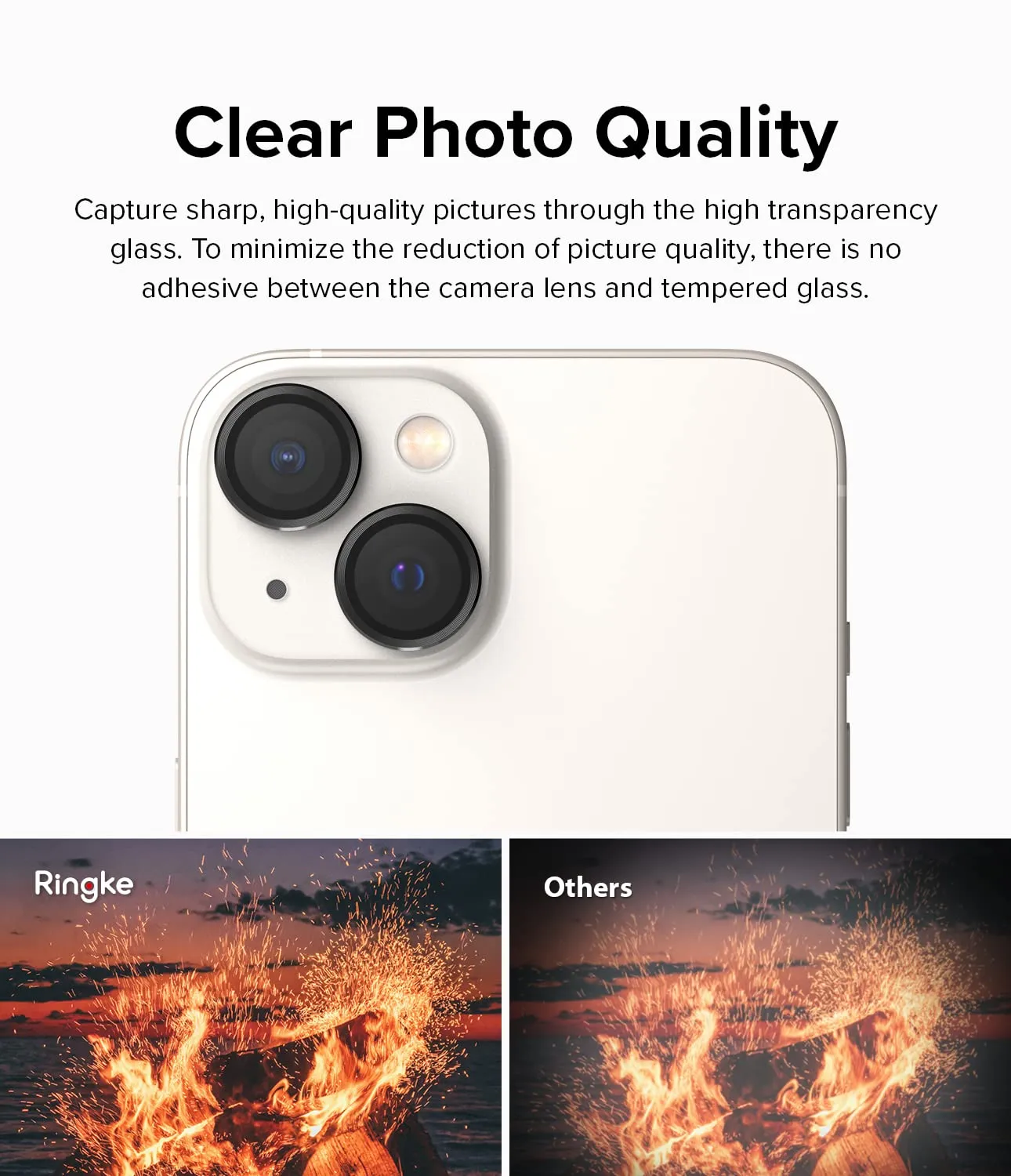 Apple iPhone 14 Plus, iPhone 14 Camera Lens Frame Glass  - Black