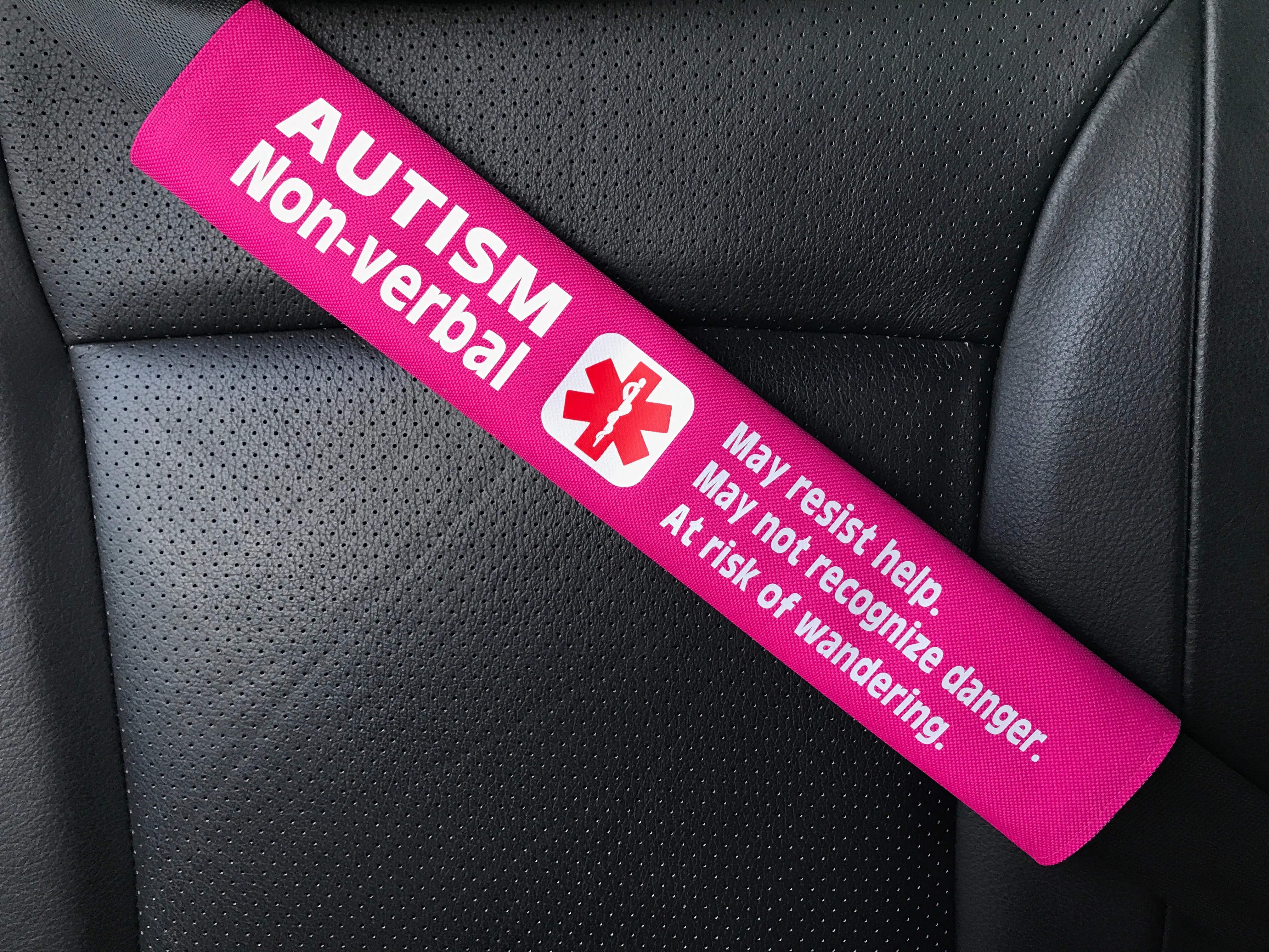 Autism Non-verbal Medical Alert Seat Belt Cover