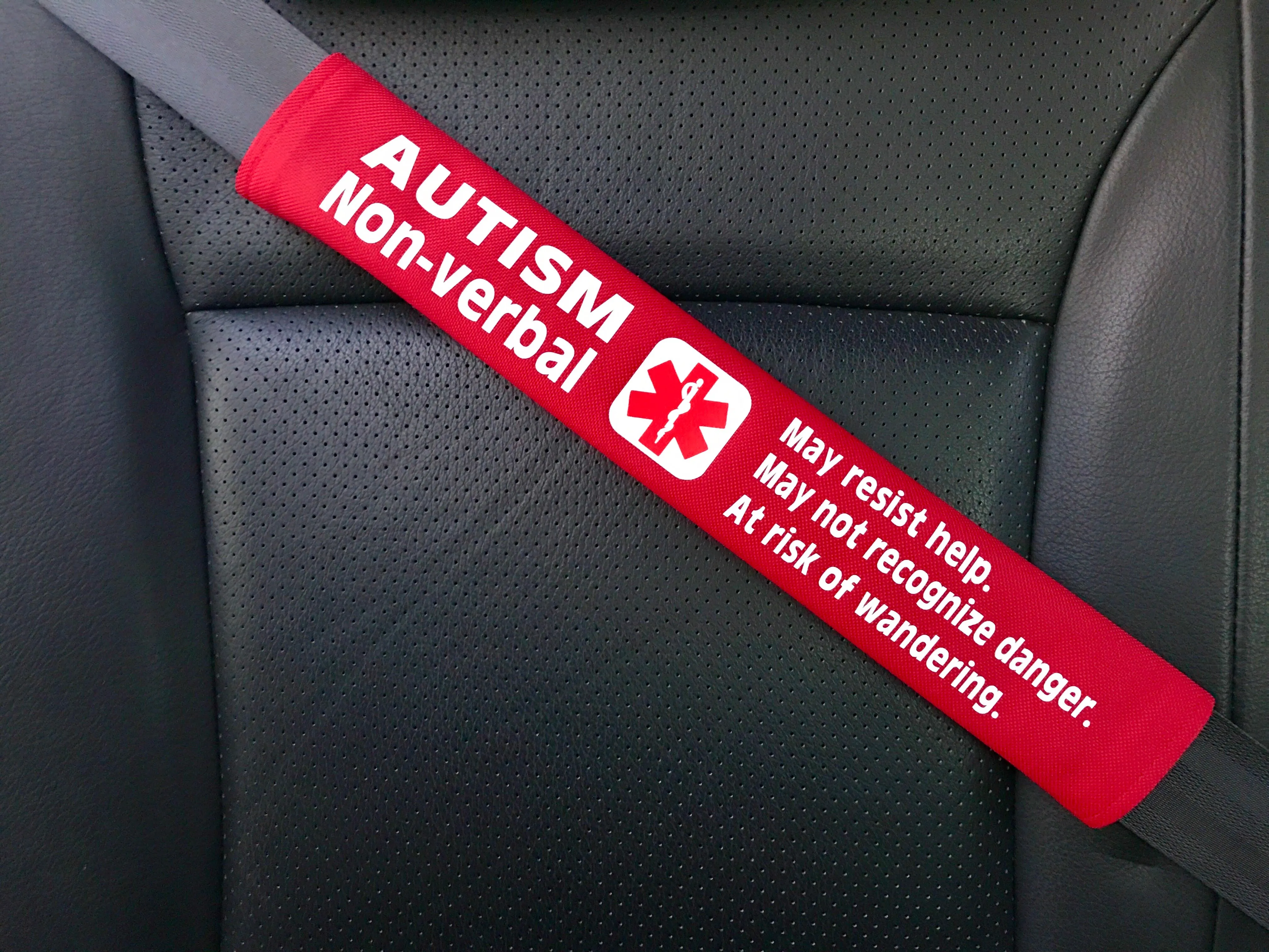 Autism Non-verbal Medical Alert Seat Belt Cover