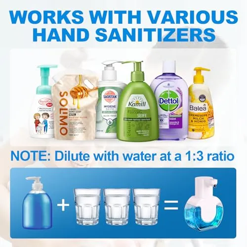 Automatic Foaming Soap Dispenser 15oz/420ml Foaming Hand Sanitizer Touchless Wall Mount with 4levels Adjustable Free Touch Electric Soap Dispenser Rechargeable with Sensor for Bathroom Kitchen