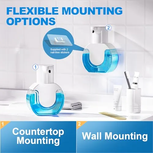 Automatic Foaming Soap Dispenser 15oz/420ml Foaming Hand Sanitizer Touchless Wall Mount with 4levels Adjustable Free Touch Electric Soap Dispenser Rechargeable with Sensor for Bathroom Kitchen