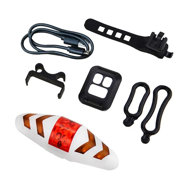 Bicycle Tail Light Intelligent Wireless Remote Control Turn Signal Warning Light(White)