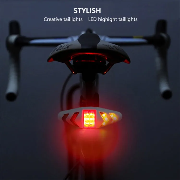 Bicycle Tail Light Intelligent Wireless Remote Control Turn Signal Warning Light(White)