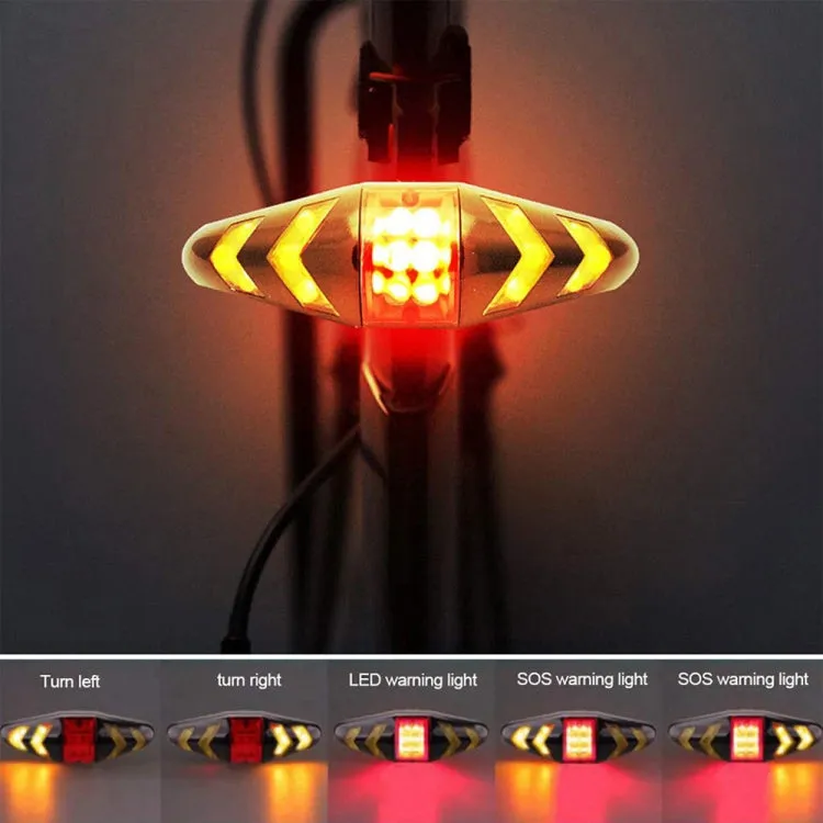 Bicycle Tail Light Intelligent Wireless Remote Control Turn Signal Warning Light(White)