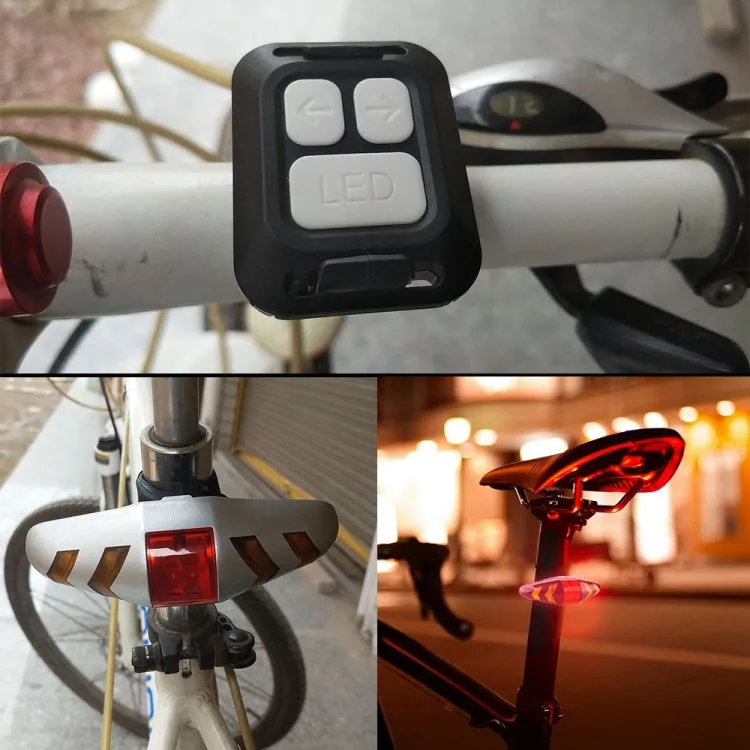 Bicycle Tail Light Intelligent Wireless Remote Control Turn Signal Warning Light(White)