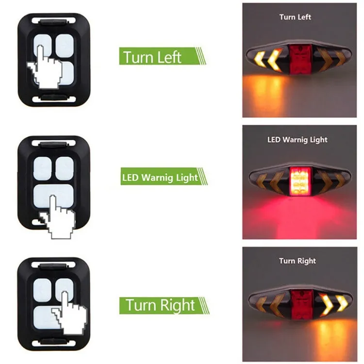 Bicycle Tail Light Intelligent Wireless Remote Control Turn Signal Warning Light(White)