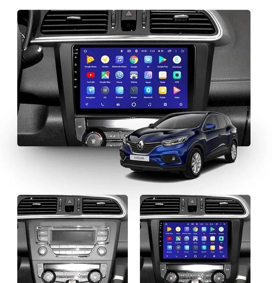 Car Dealz 10.2" Android 10.0 Renault Kadjar 2015-2017 In Dash Plus OEM Fascia